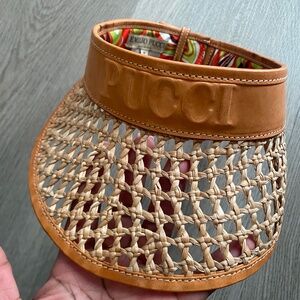 Emilio Pucci Africana Print Straw Sun Visor